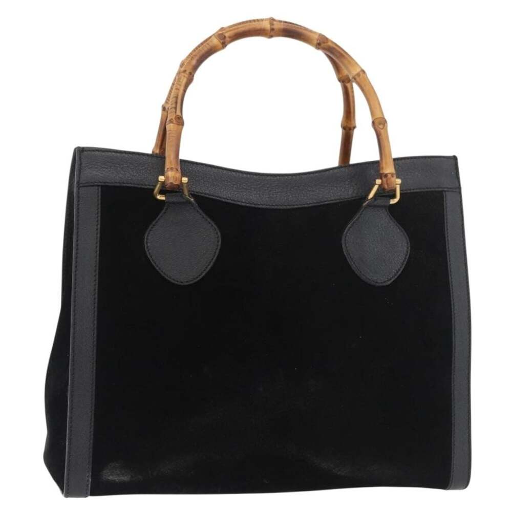 Gucci Bamboo Suede Tote Bag 002 Black